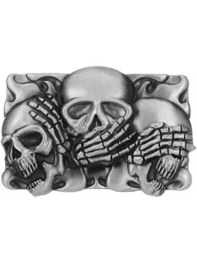 Unisex 1-3d Three Skull Head Western Cowboy Belt Buckle Custom Belt Accessory